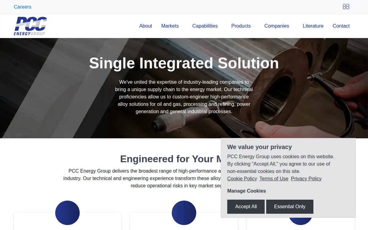 Homepage of Pcc Rollmet, INC