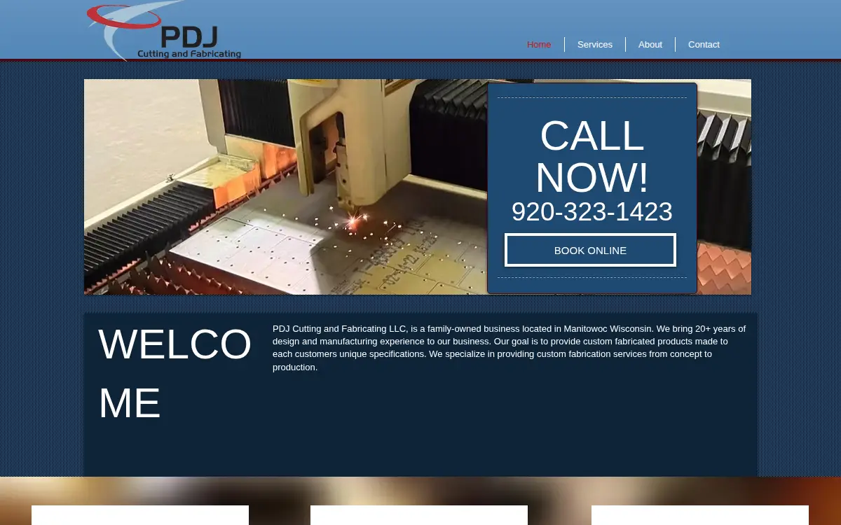 Homepage of Pdj Cutting and Fabricating, LLC