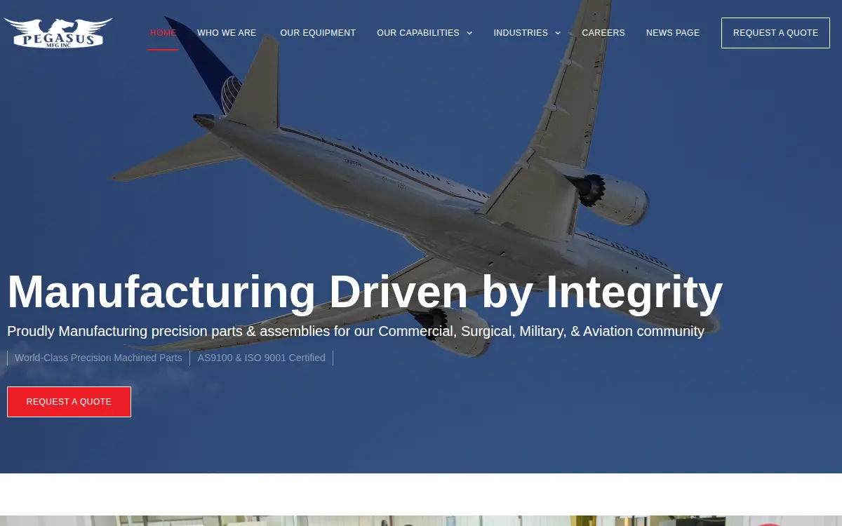 Homepage of Pegasus Mfg INC