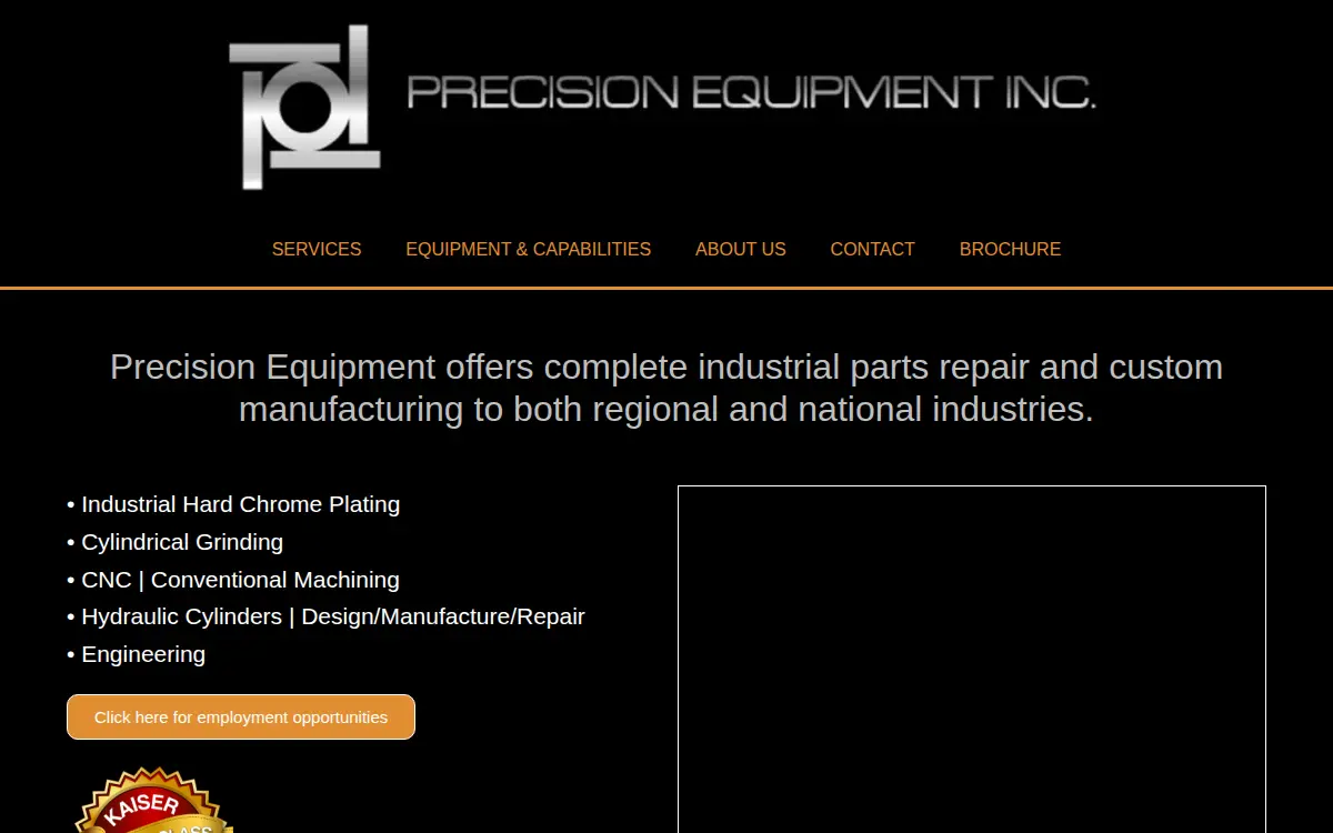 Homepage of Precision Equipment, INC.