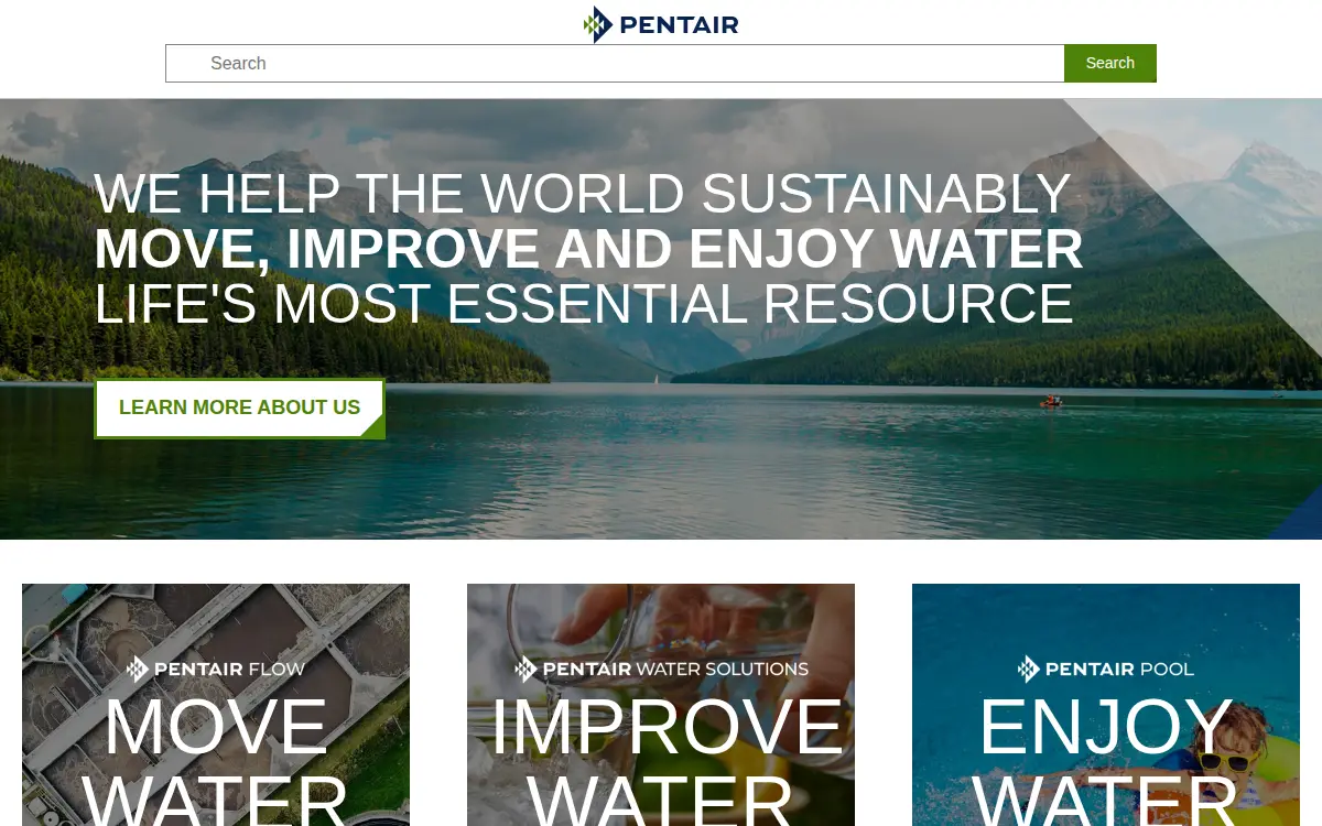 Homepage of Pentair Filtration Solutions, LLC
