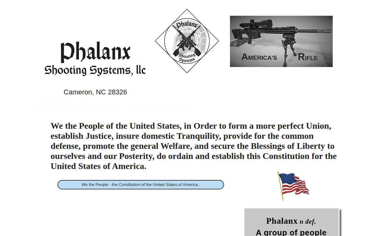 Homepage of Phalanx Shooting Systems LLC