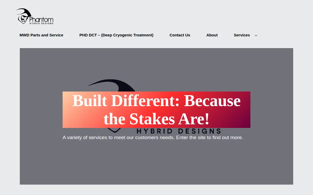 Homepage of Phantom Hybrid Designs LLC