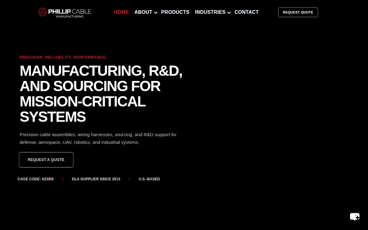 Homepage of Phillip Cable Manufacturing, INC.