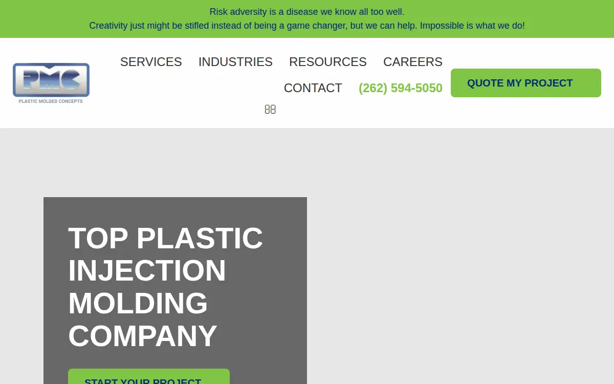 Homepage of Plastic Molded Concepts INC
