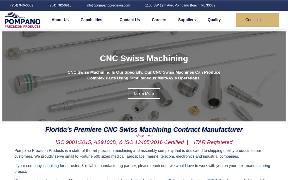 Homepage of American Precision Products, LLC
