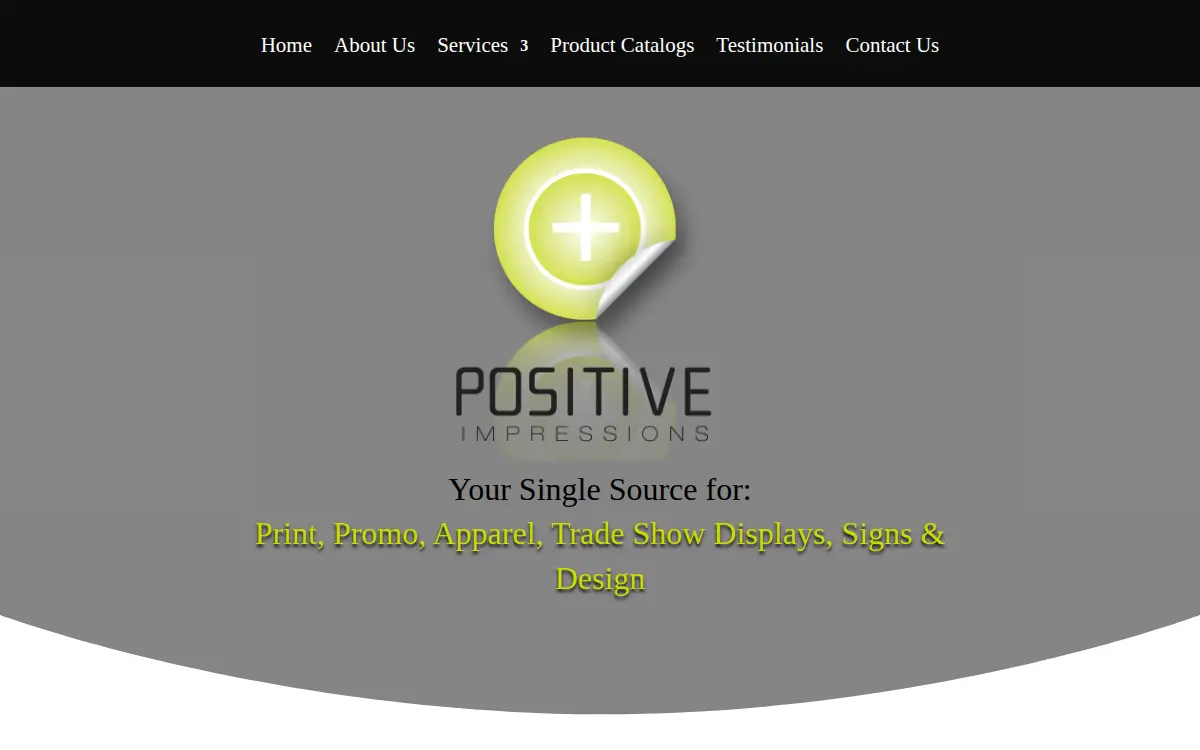 Homepage of Positive Impressions INC.