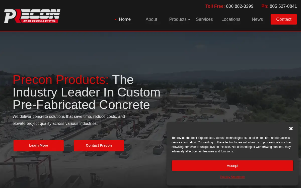 Homepage of Pre-con Products