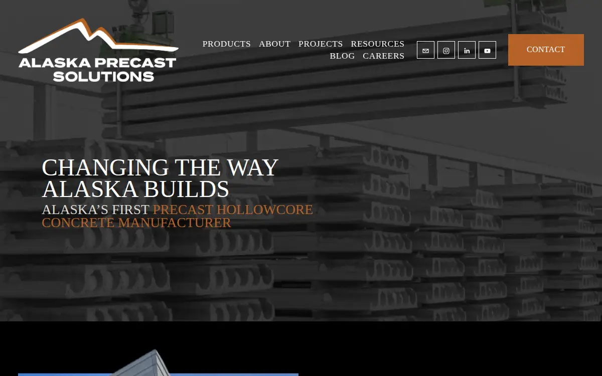 Homepage of Alaska Precast Solutions, INC