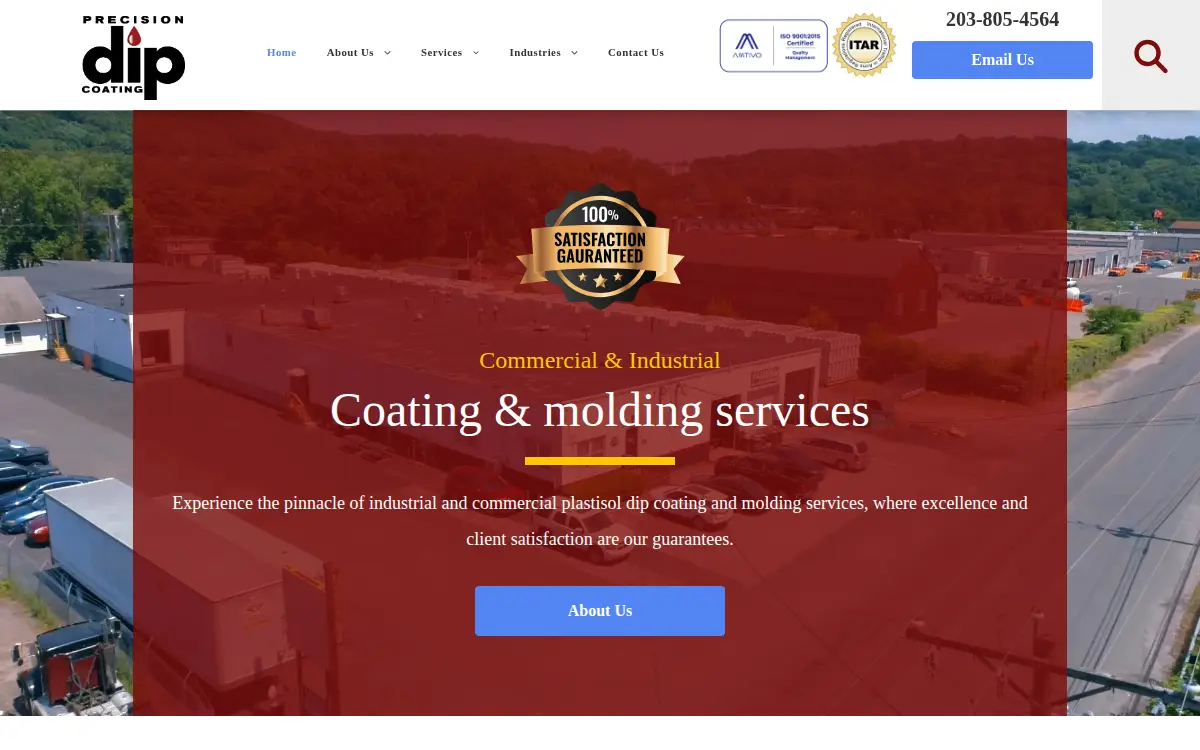 Homepage of Precision Dip Coating, LLC