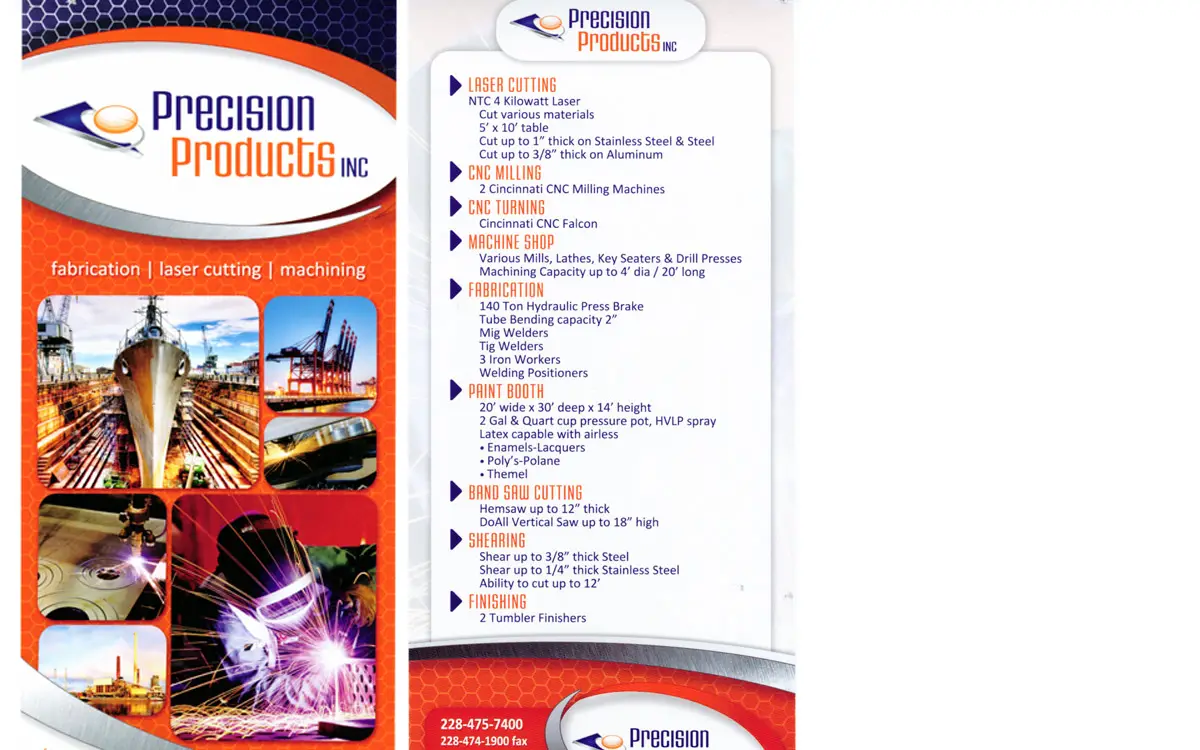 Homepage of Precision Products INC
