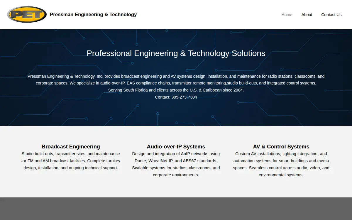 Homepage of Pressman Engineering & Technology, INC.
