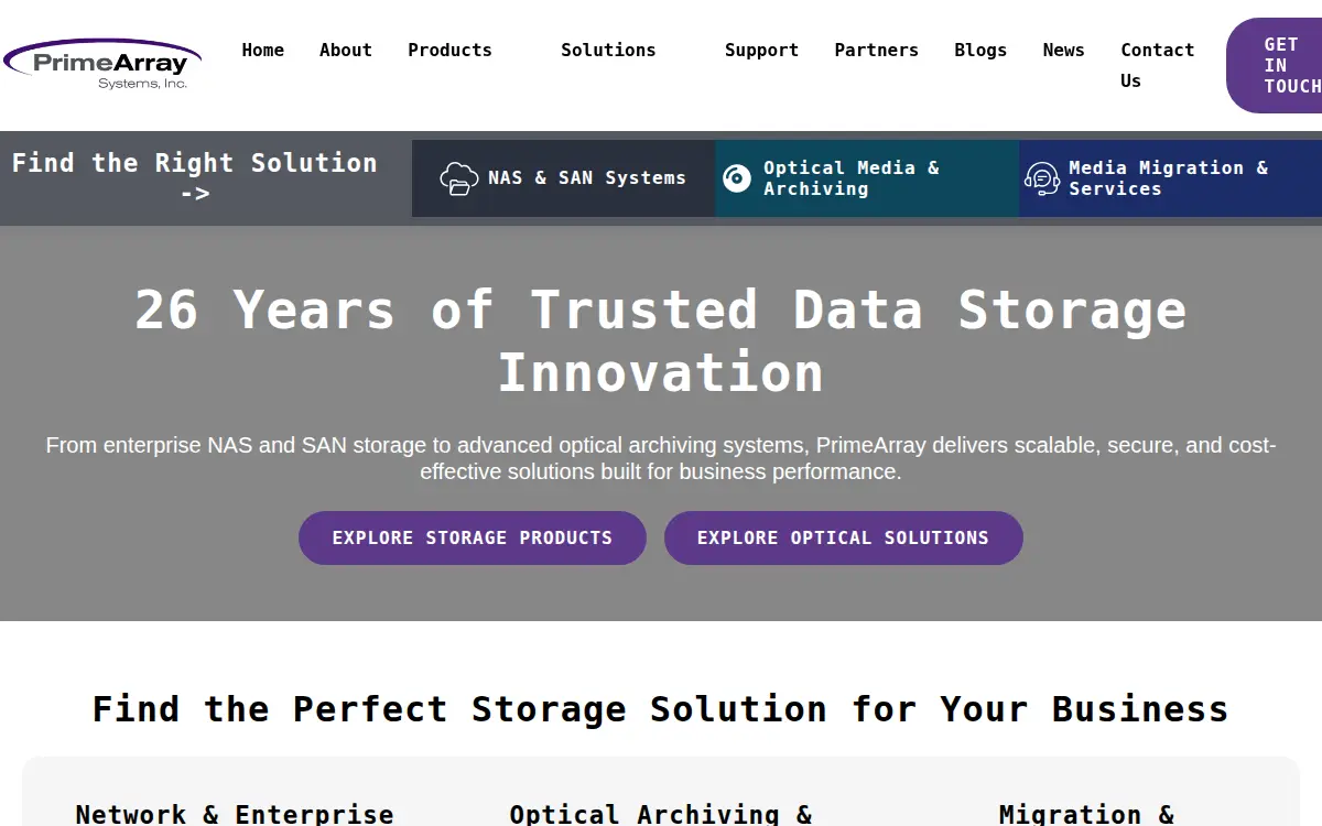 Homepage of Primearray Systems INC