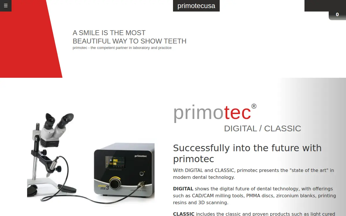 Homepage of Primotec LLC