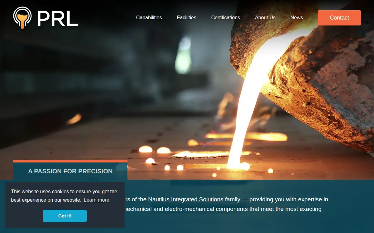 Homepage of Prl Industries INC