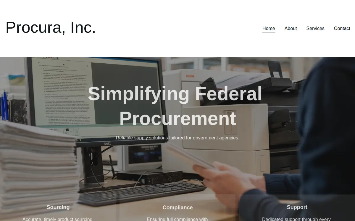 Homepage of Procura, INC.