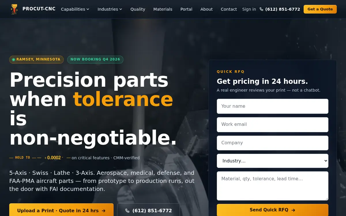 Homepage of Procut-cnc, LLC