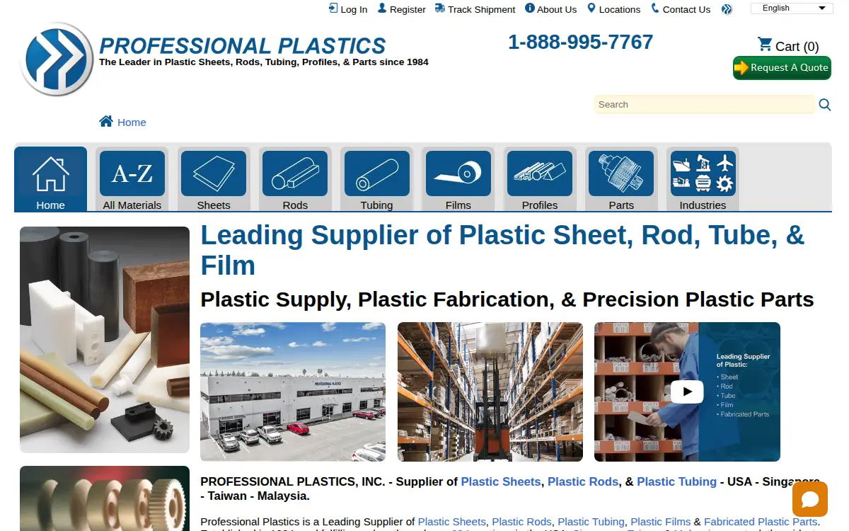 Homepage of Professional Plastics, INC