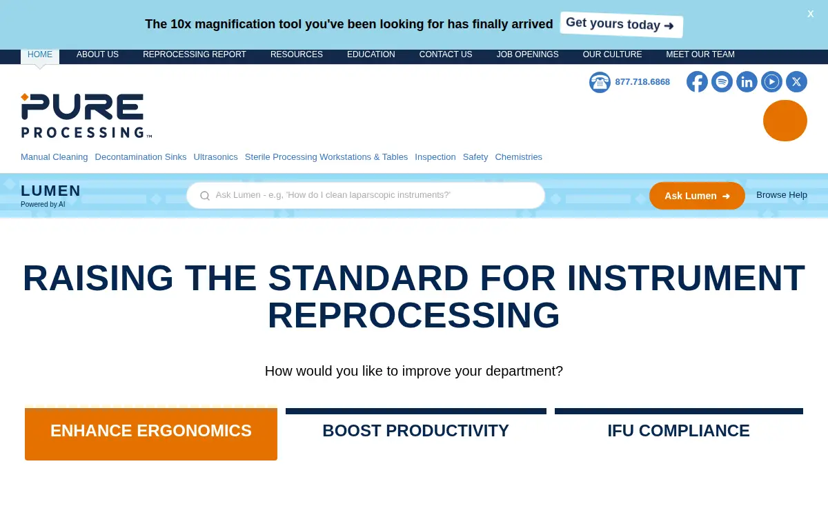Homepage of Pure Processing, LLC