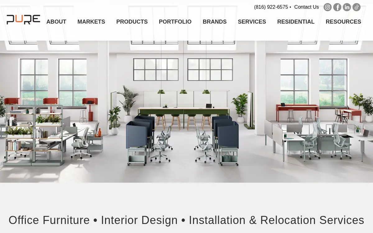Homepage of Pure Workplace, LLC