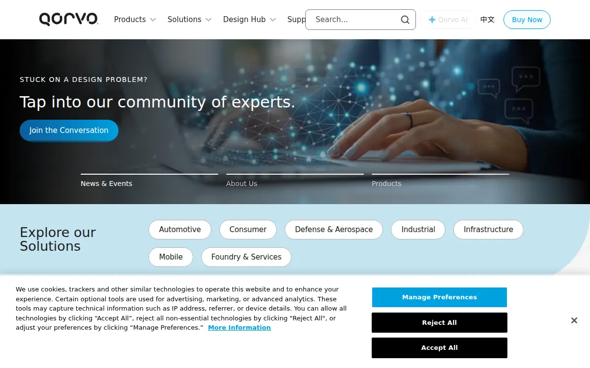 Homepage of Qorvo Us, INC.