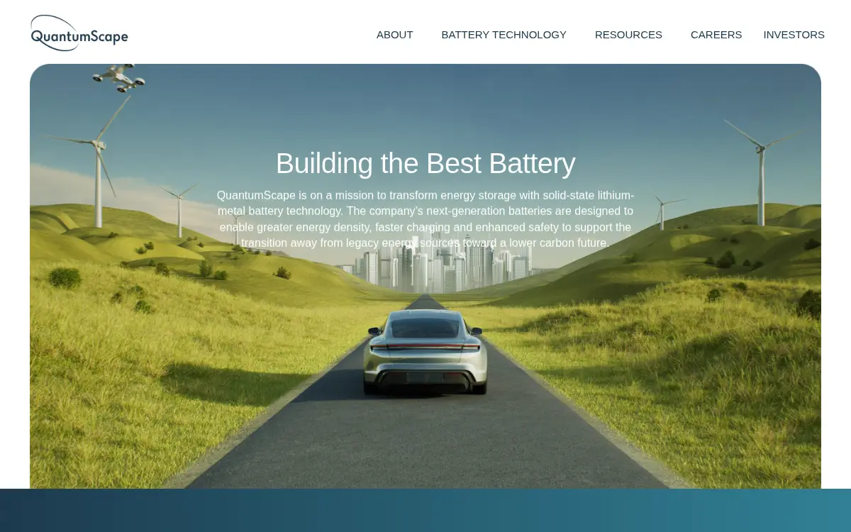 Homepage of Quantumscape Battery, INC.