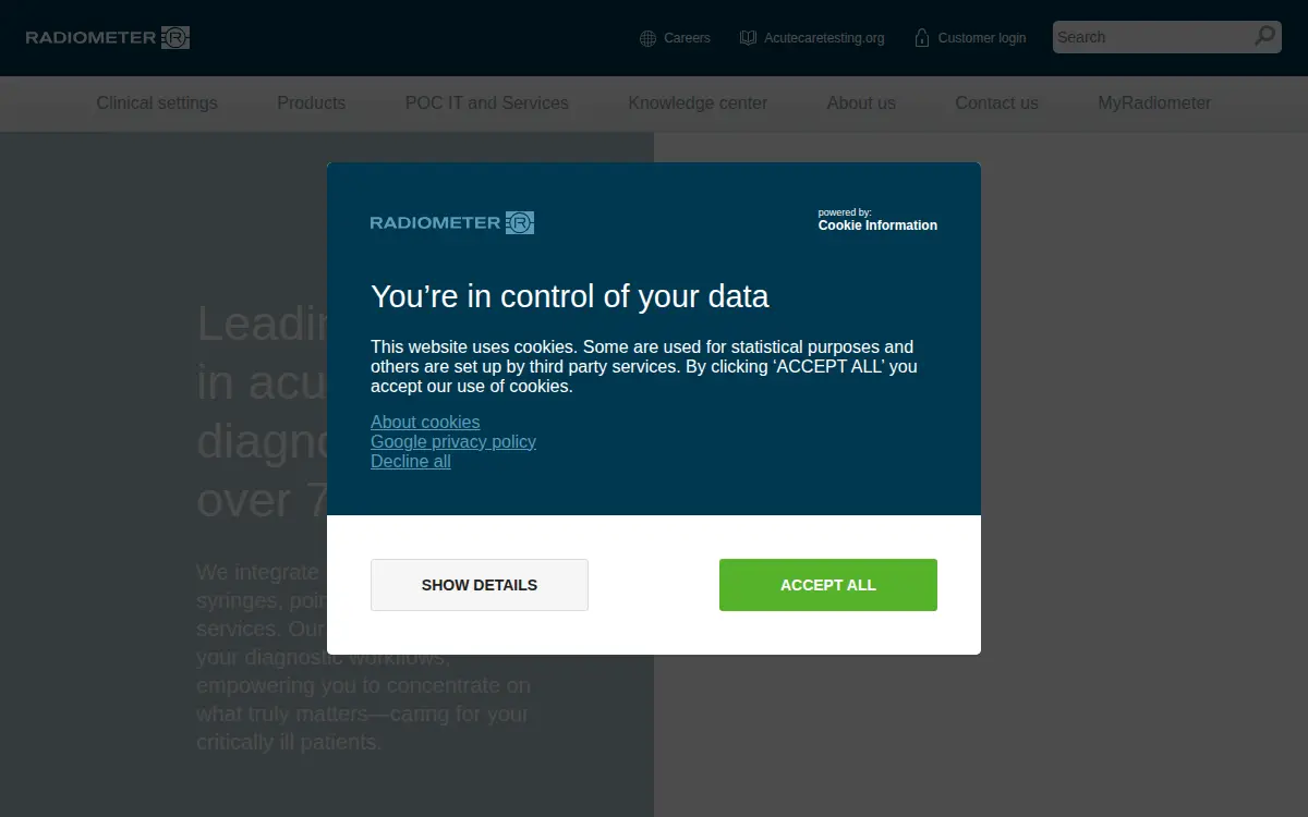 Homepage of Radiometer America, INC.