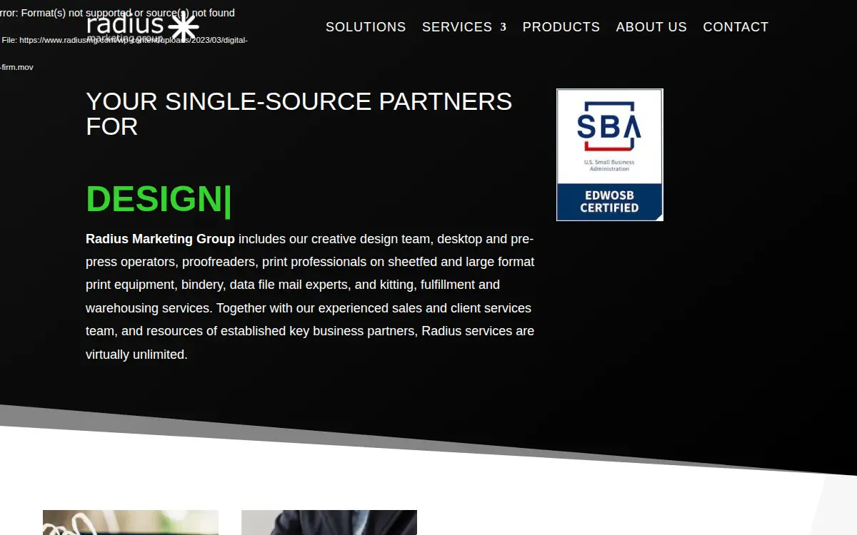 Homepage of Radius Marketing Group INC