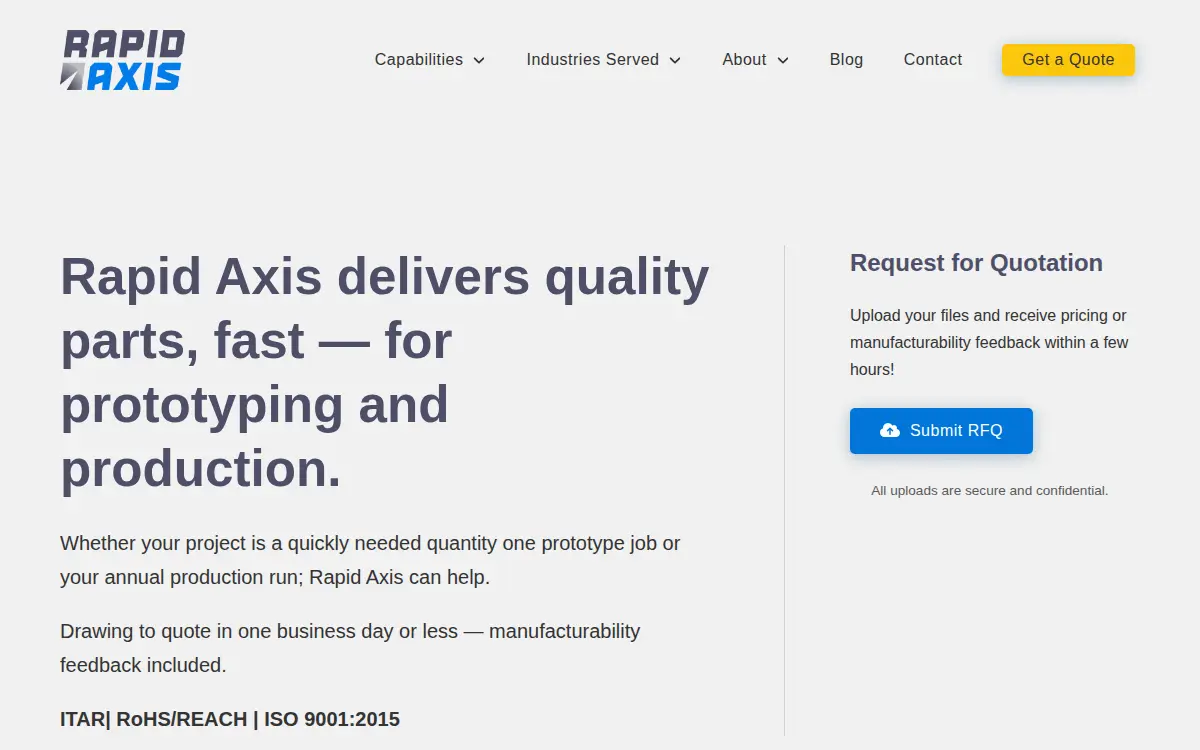 Homepage of Rapid Axis LLC