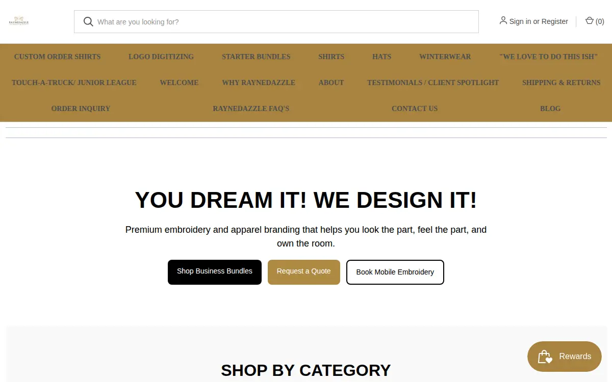 Homepage of Raynedazzle LLC