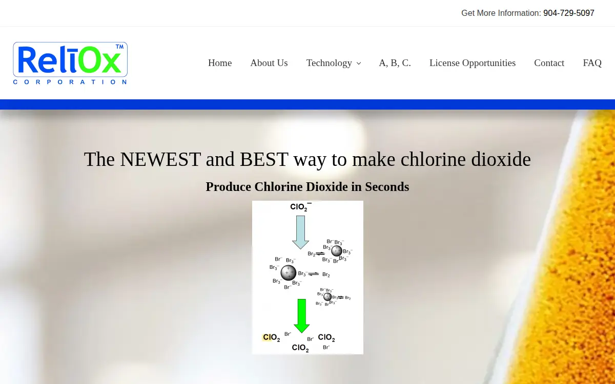 Homepage of Reliox Corporation
