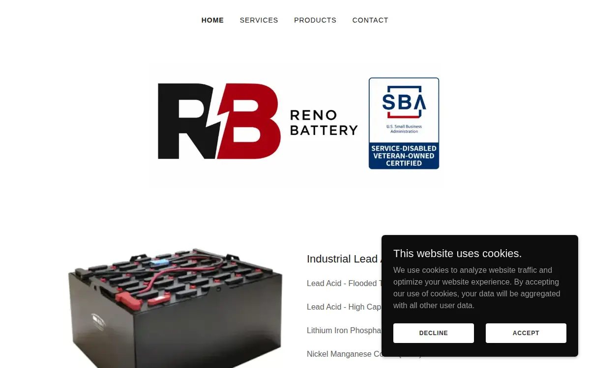 Homepage of Reno Battery