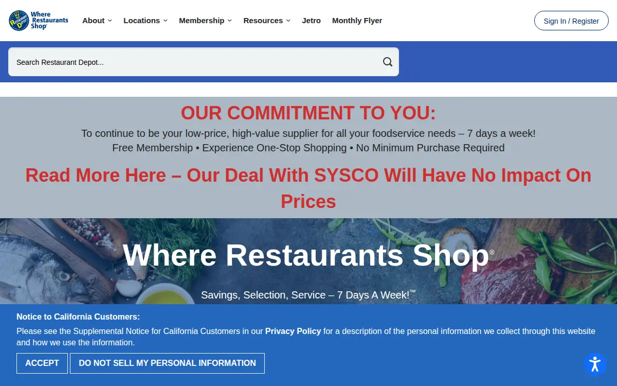 Homepage of Restaurant Depot LLC