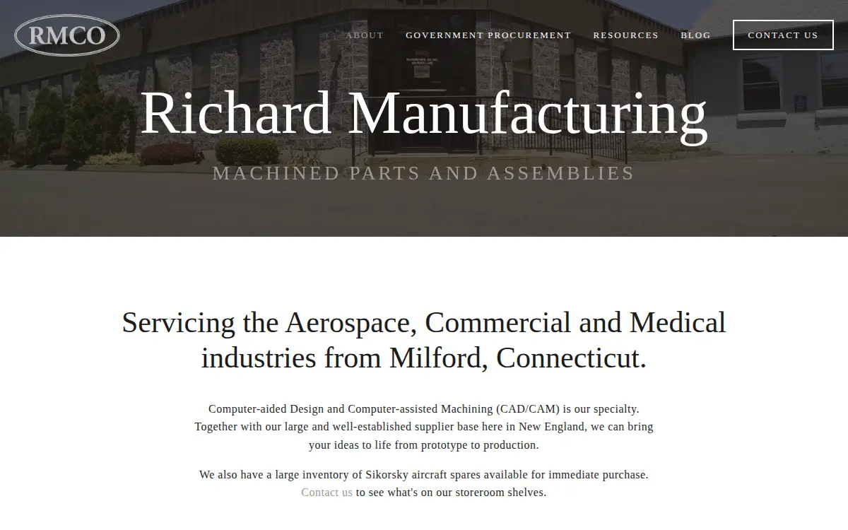 Homepage of Richard Manufacturing Co., INC.
