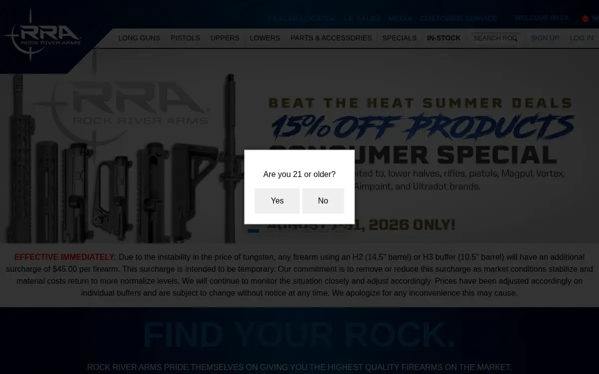 Homepage of Rock River Arms INC