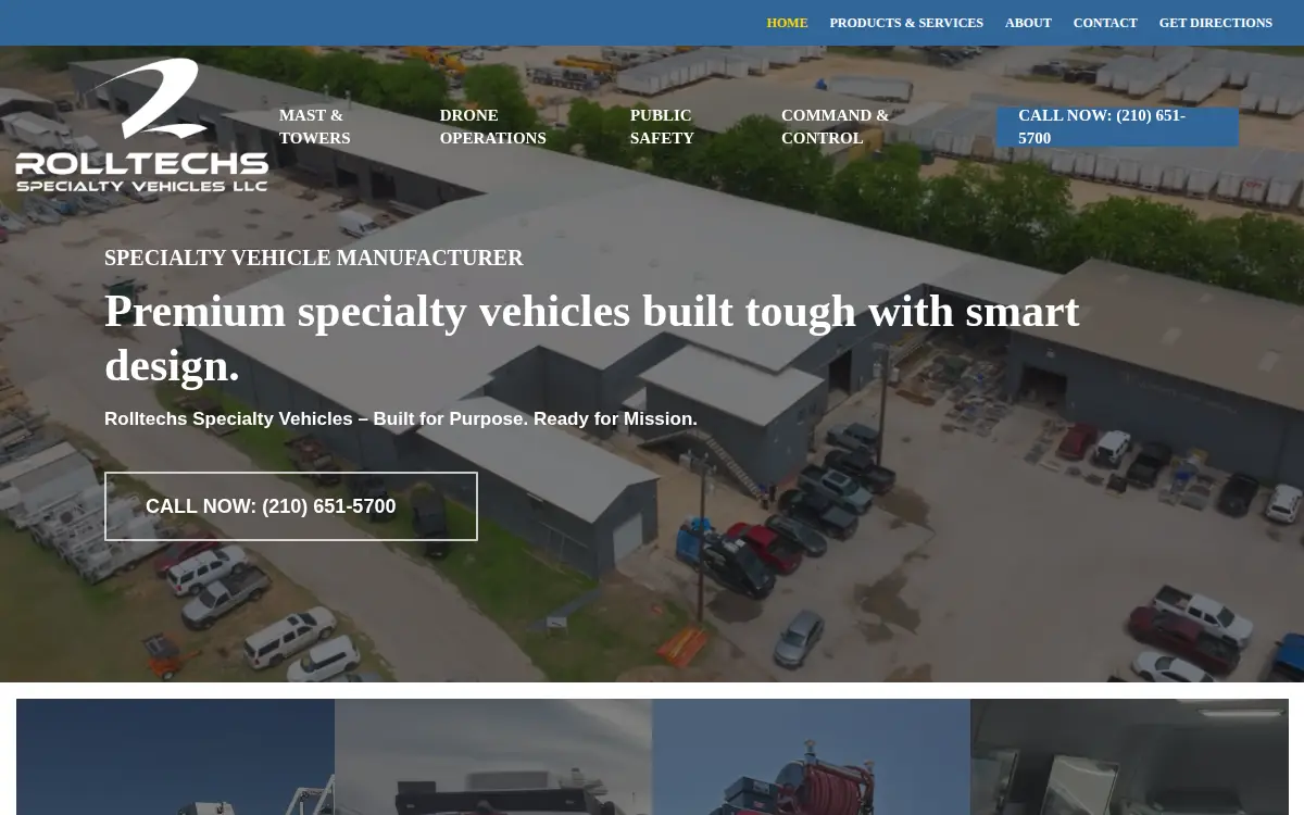 Homepage of Rolltechs Specialty Vehicles LLC