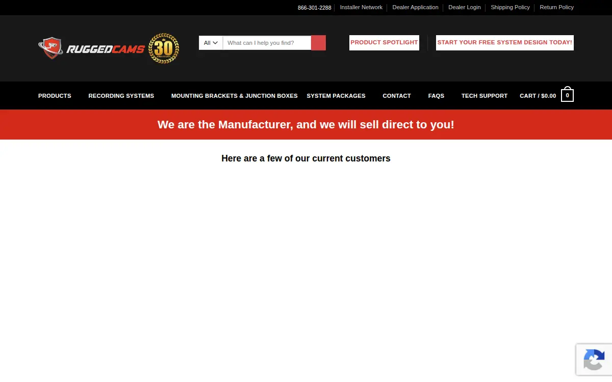 Homepage of Rugged Cctv, LLC