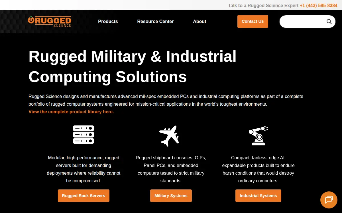 Homepage of Rugged Science, LLC