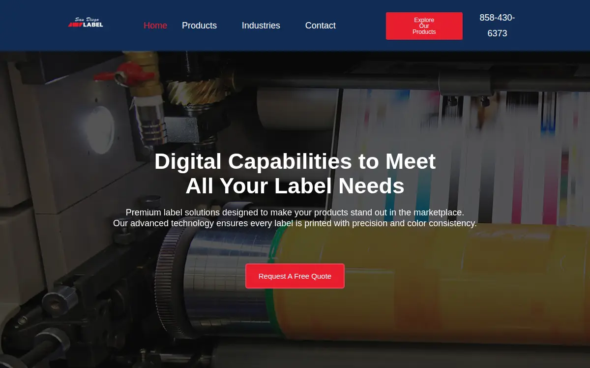 Homepage of San Diego Label, LLC