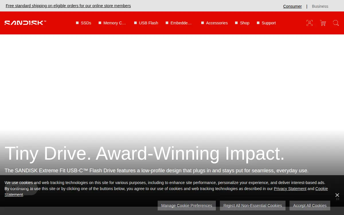 Homepage of Sandisk Technologies, INC