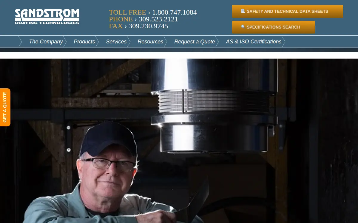 Homepage of Sandstrom Products Company