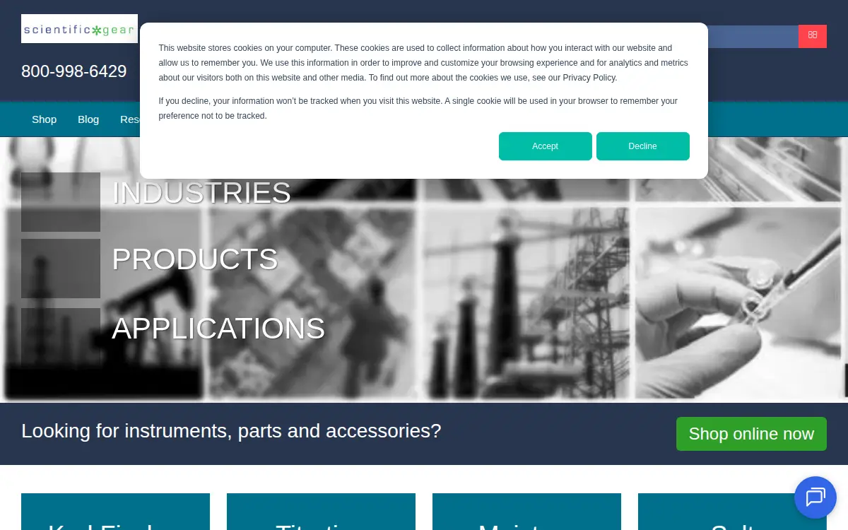 Homepage of Scientific Gear LLC