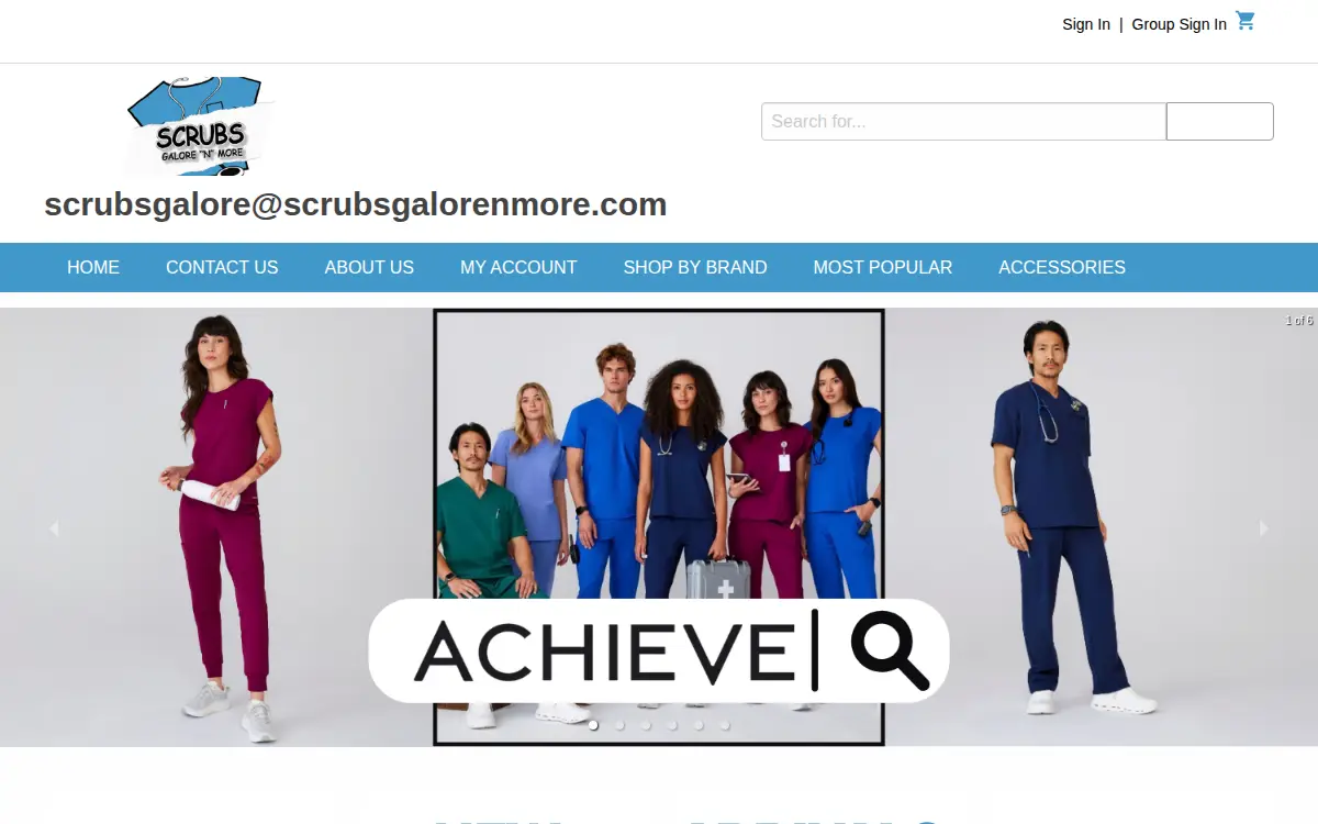 Homepage of Scrubs Galore-n-more, LLC