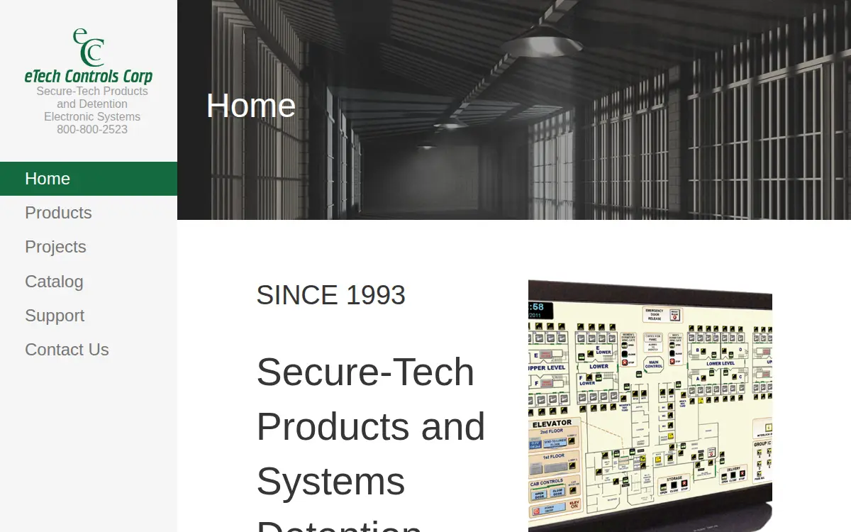 Homepage of Etech Controls Corporation