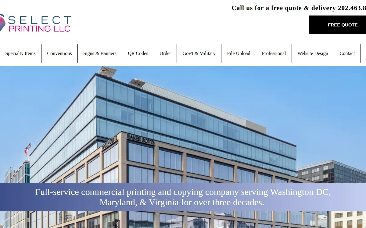 Homepage of Select Printing LLC