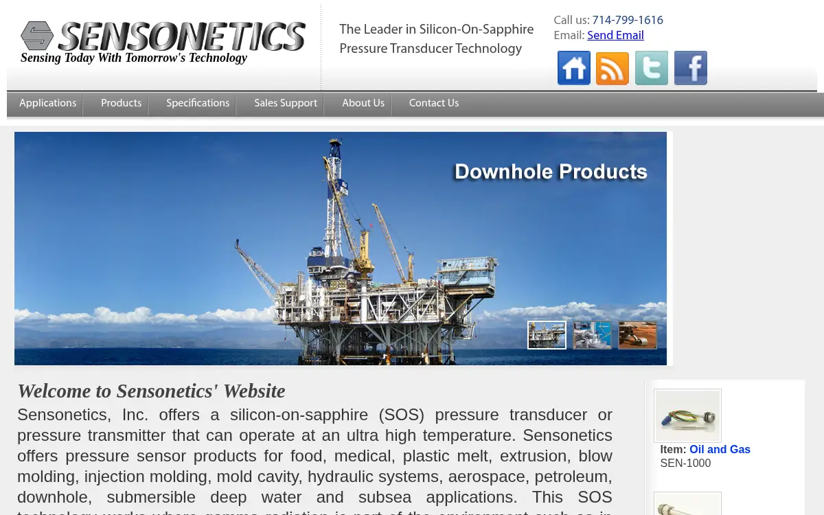 Homepage of Sensonetics, INC.