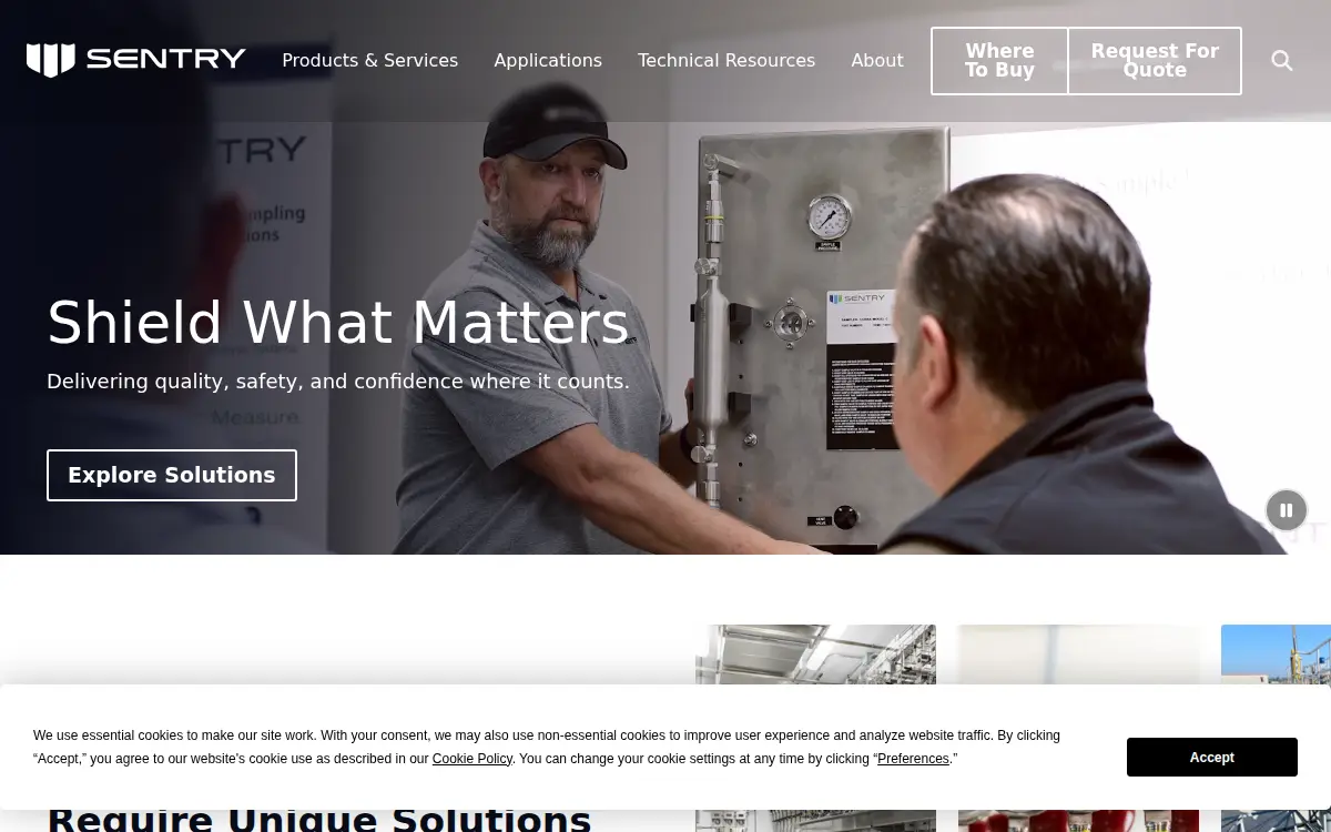 Homepage of Sentry Equipment CORP.