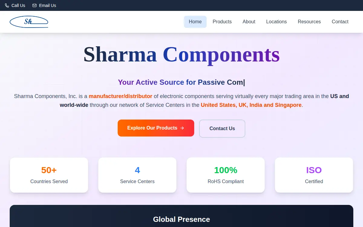 Homepage of Sharma Components INC