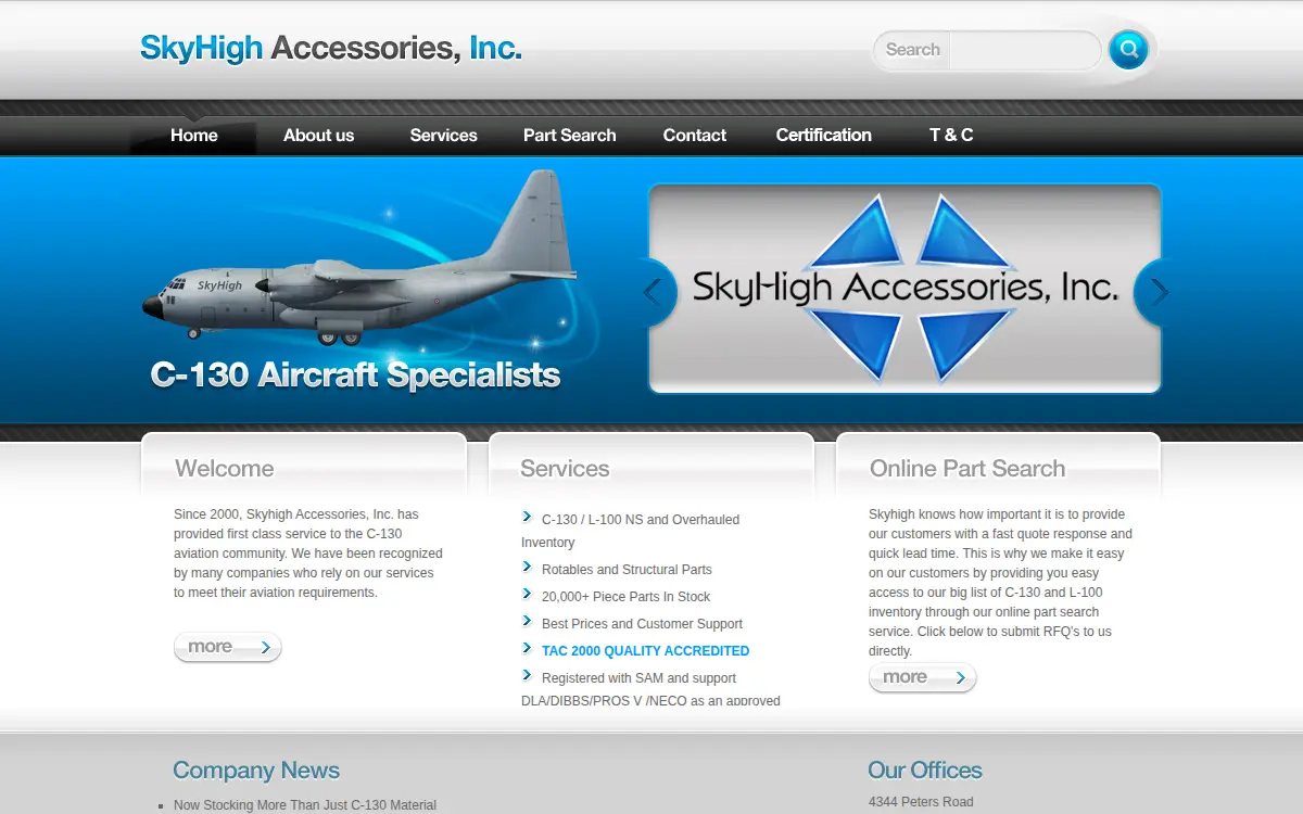 Homepage of Skyhigh Accessories INC