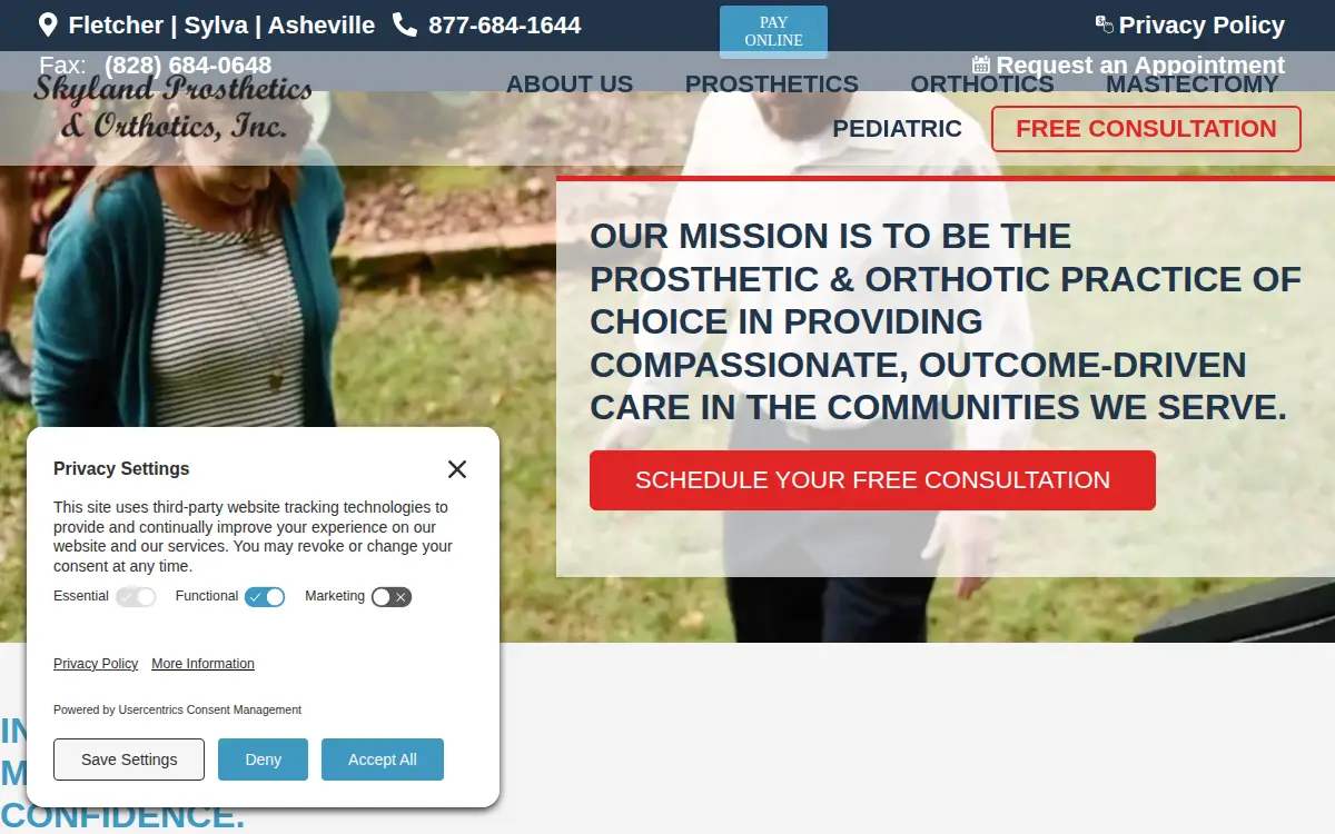 Homepage of Skyland Prosthetics & Orthotics INC